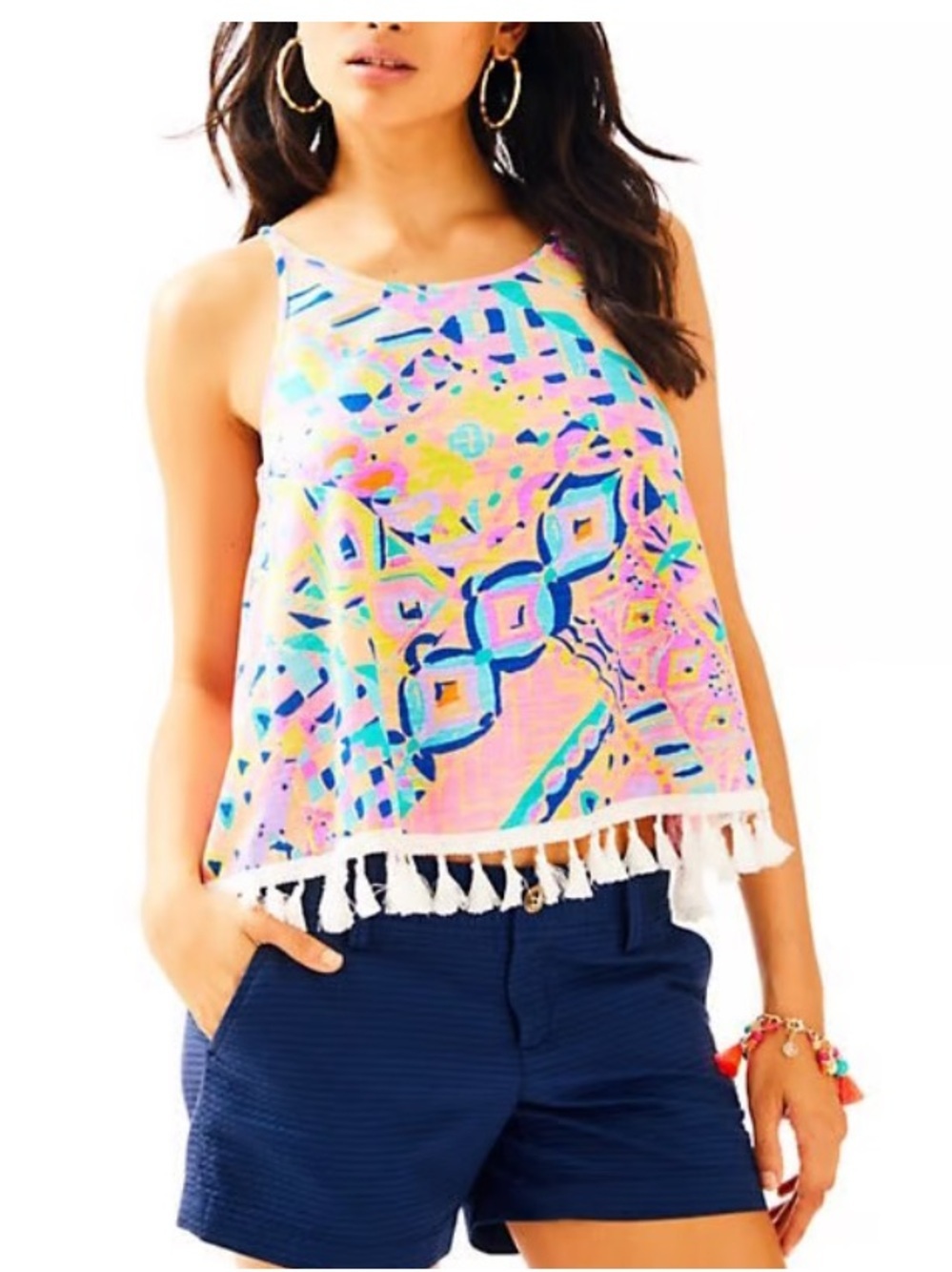 Lilly Pulitzer Multi-Color Geometric Fringe Tank